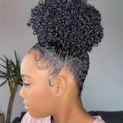 Drawstring Afro Puff Hair Bun Short Afro Curly Ponytail Extensions Synthetic Clip In Hair Extensions Elegant For Daily Use Hair Accessories