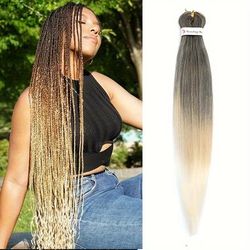 Pre Stretched Braiding Hair, 26 Inch Ombre Braiding Hair, 2 Tone Yaki Texture Pre Stretched Crochet Braids Hair Professional Synthetic Hair Extension Itch Free Hot Water Setting