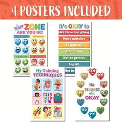 TEMU 4pcs Feelings Chart For Classroom Decor, Zones Of Regulation Poster, Feelings Posters, Emotions Poster, Calm Down Corner Poster, Autism Sensory Products, Set Of 4 - 11 X 17 Inch Eid Al-adha Mubarak