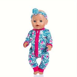 TEMU Jumpsuit + Headstring Doll Clothes Fit For 43cm/17inch Doll, Not Included Doll Easter Gift Christmas Gift