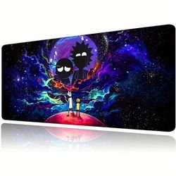 Large Game Mouse Pad, Anime Night Sky Space Star Custom Desk Pad, Mouse Pad With Non-slip Rubber Base And Stitched Edge, Portable Desk Pad For Office, Computer Work, Gaming