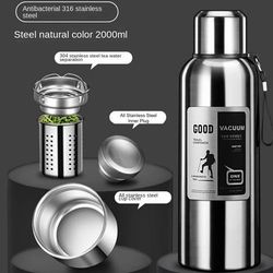 TEMU 316 Stainless Steel Liner Vacuum Insulated , Outdoor Travel Mountaineering Water Bottle, Portable Large Capacity Water Bottle