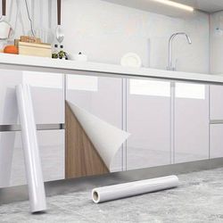 TEMU 1 Roll Self-adhesive Wallpaper, White Glossy Contact Paper, Peel And Stick, Waterproof Removable Living Room Kitchen Bedroom Dormitory Wallpaper, Furniture Refurbishment Wallpaper, Aesthetic Wallpaper