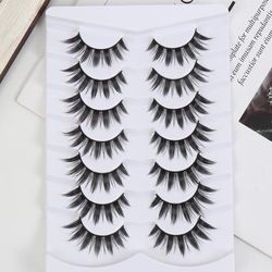 Eyelashes Wispy Fluffy False Eyelashes Clusters Eye Lashes Effect Natural Look False Eyelashes Wispy Lashes Strip Lashes Natural Curl Fake Eyelashes