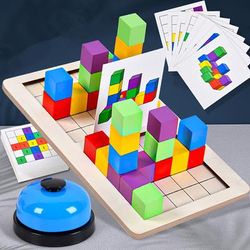 TEMU Wooden Two-player Battle Building Blocks, Focusing On Games And Interactive Toys For Thinking And Logic Christmas Gift