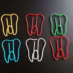 30pcs, Mixed Colored Dental Paper Clips, Cute Dental Shape Bookmark Pins, Metal Document Organizing Paper Clips, Dental Office Supplies For Dentist