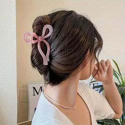 Elegant Gradient Color Hollow Out Bowknot Shaped Hair Grab Clip Stylish Non Slip Hair Claw Clip For Women And Girls