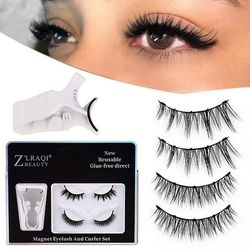 Magnet Eyelash And Curler Set Magnetic Eyelashes Easy To Apply Reusable No Glue Needed Natural Look False Eyelashes