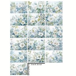 16 Sheets A5 Size Mother's Day White Gardenia Lily Blueberry Plant Background Material Decoration Diy Retro Journal Junk Journal Greeting Card Planner Scrapbook Background Card Pad