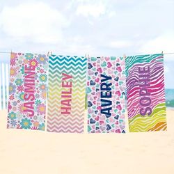 1pc Personalized Beach Towel, Soft Absorbent Beach Towel, Large Summer Beach Blanket, Gift For Beach Pool Party, Beach Essentials