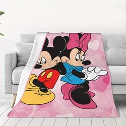 Mickey Minnie Cartoon Anime Flannel Blanket, Warm Blanket Winter Autumn Bedroom Sofa Travel, Throw Blanket