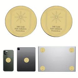 24k Gold Anti-radiation Protection Stickers, Emf Blocking Chips For Cell Phones, Laptops, Tablets, And Electronic Devices - Universal Compatibility