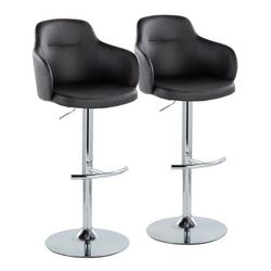 Boyne Adjustable Barstool - Set Of 2 by Lumisource in Chrome Black