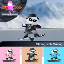 2024New Hip Hop Bear scorrevole Skateboard Bear Car Cartoon Ornaments Car Media Screen Decoration