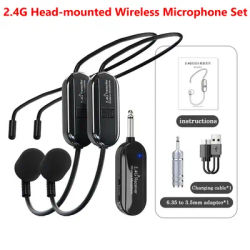 Microfoni Wireless cuffie UHF Dual Wireless Mic 2 microfoni Wireless e 1 ricevitore auricolare e