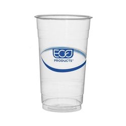 Eco Products EP-CR24 24 oz BlueStripe Disposable Cold Cup - PET, Clear