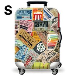 Tickets Random Print Elastic Luggage Cover, Foldable Thickened Travel Suitcase Cover, 18-32 Inch Trolley Case Protective Cover, Travel Essential Accessories