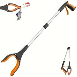 1pc Orange Grabber Picking Tool For Hotel, Heavy Duty 32" Folding Grabber Tool With 360Â°rotating Head, 4" Wide Claw And Strong Magnetic Tip - Lightweight Trash Claw Grabber For Picking