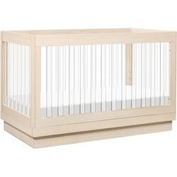 Babyletto Harlow Acrylic 3-in-1 Convertible Crib w/Toddler Bed Conversion Kit - Washed Natural / Acr