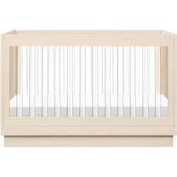 Babyletto Harlow Acrylic 3-in-1 Convertible Crib w/Toddler Bed Conversion Kit - Washed Natural / Acr