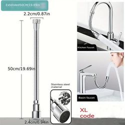 1pc Stainless Steel Faucet Extension Pipe With 360Â° Rotatable Aerator, High-pressure Faucet Extender, Water-saving Bathroom And Kitchen Accessory, Available In 20cm/50cm