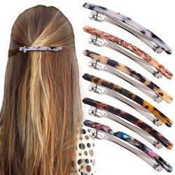 6pcs Long Barrette Printed Hair Clip Simple Style Hair Clip For Side Hair Bang Braids Women Girls Elegant Hair Clip