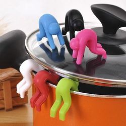 2pcs Lid Holder, Silicone Anti-overflowing Pot Side Clips, Boil Over Spill Stopper, Creative Cooking Tool, For Pot And Pan, Kitchen Organizers And Storage, Kitchen Accessories