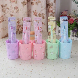 Kawaii Sanrio spazzolino da denti per bambini Cinnamoroll Hello Kitty Cartoon spazzolino da denti in