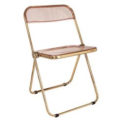 Lawrence Acrylic Folding Chair With Gold Metal Frame - LeisureMod LFG19PK