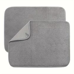 TEMU 2 Pcs Large Dish Drying Mat For Kitchen Counter, 20 X 15 Inch Microfiber Absorbent Dish Drying Pad, Dishes Drainer Mats For Countertops, Sinks, Draining Mat (gray)