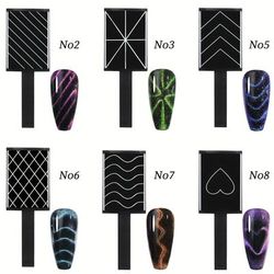 TEMU 6pcs Misscheering 3d Cat Eye Magnetic Nail Stickers - Unscented, No Battery Needed, No Nail Glue Or Powder Included, Designs For , Nail Art Supplies|cat |magnetic Nail Art, Nail Decor