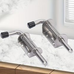 TEMU 2pcs Heavy-duty 304 Stainless Steel Spring Latches - Polished, Multi-directional Cabinet & Door Hinges With Secure Locking Mechanism For Industrial And