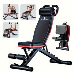 TEMU 1pc 14-in-1 Multifunctional Fitness Bench, Load-bearing 500kg/1102.31lbs, Professional Foldable Sports Stool, With Cushion Headrest, Handle, Drawstring