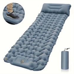 TEMU Inflatable Camping Mattress With Built-in Pump & Carry Bag - High Quality, Foldable Air Cushion Bed For Hiking, Trekking & , Blue, Camping Bed