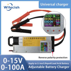 Adjustable charger 12V 100A lithium charger 14.6V 100A lifepo4 charger 0-15v 0-100A battery charger 3.65v,12.6v,14.6V,60a, 50a