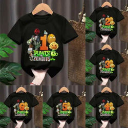 Plants Vs Zombies Kids T-shirts Anime Cartoon Digital 1-10 Printed Top Boys Girls Casual Clothes Kawaii Birthday Tees Shirt Gift
