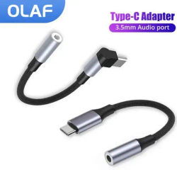 Elbow USB C to 3.5mm Earphone Adapter 3.5 Jack to Type c Audio Aux Cable For Samsung Xiaomi Huawei Google OnePlus Sony iPad Pro