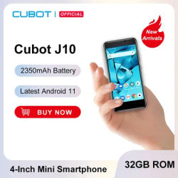 Cubot Android 11 Smartphone J10 4-Inch Screen MINI Mobile Phones 32GB ROM Dual SIM 3G Face ID 2350mAh 5MP Celular Smart Phone