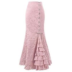 Retrò Vintage Medievale Rinascimento Gonna Ragazza gotica Con Volant Fiore / Floreale Costume Per donna Fantasia Stile Steampunk Mascherata Evento / Festa Adulti Gonna