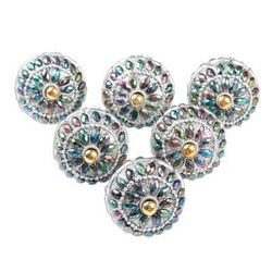 Rainbow Charm,'Iridescent Beaded Wood Drawer Knobs (Set of 6)'