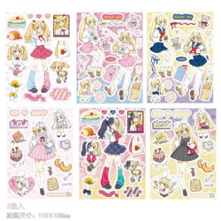 Personaggio dei cartoni animati manuale 6 pz/set adesivo ragazza carina