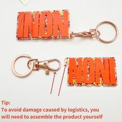 Custom Acrylic Name Keychain, Personalized Glitter Letter Keyring, Large Tag Backpack Charm