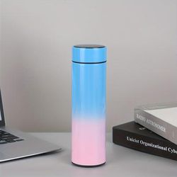 1pc, Colorful Vacuum With Temperature Display, 304 Stainless Steel Insulated Water Bottles, 500ml/16.9oz Travel Thermal Cups, For Hot And Cold Beverages, Summer Winter Drinkware, Christmas Gifts