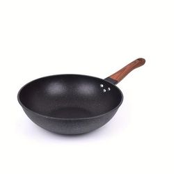 1pc Non-stick Coated Pan, 30cm Non-lid Household Frying Pan, Smokeless Pan, Flat Frying Pan, A Useful Non-stick Pan For Frying Eggs And Steaks, Suitable For Both Induction Cookers And Gas Stoves.