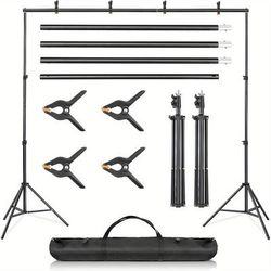 TEMU Adjustable Backdrop Stand Kit - 2 * 6.5 * 9.8ft Photo Background With Carrying Bag And 4 Clamps - Ideal For Photography And Video Studio, Christmas, Festival, New Year's Gift