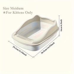 TEMU 1pc Oval-shaped Semi- Cat Litter Box With Ventilation, Silicone + Pp, Anti-smudge For Cats - Includes Litter