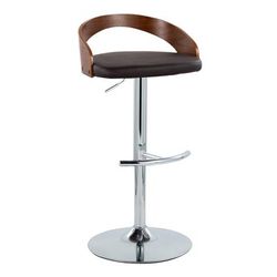 Grotto Adjustable Barstool - Set Of 2 by Lumisource in Chrome Walnut Brown