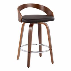 Grotto 26" Fixed-Height Counter Stool - Set Of 2 by Lumisource in Walnut Chrome Brown