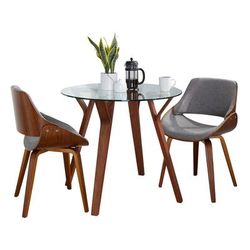 Folia Round Fabrizzi Dining Set - 3 Piece by Lumisource in Walnut Glass Grey