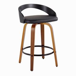 Grotto 26" Fixed-Height Counter Stool - Set Of 2 by Lumisource in Walnut Black